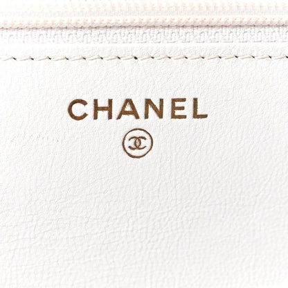 Chanel Goatskin Quilted Timeless CC Wallet On Chain WOC White 6 of 12
