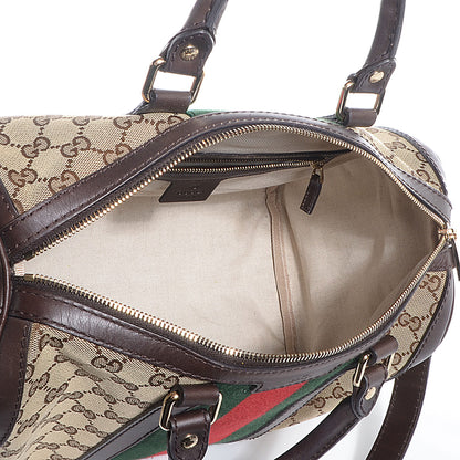 Gucci Monogram Selleria Calfskin Vintage Web Medium Boston Beige Ebony Cocoa 5 of 7