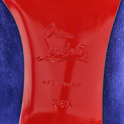 Christian Louboutin Suede Pigalle Follies 100 Pumps 38.5 Royal Blue 7 of 8