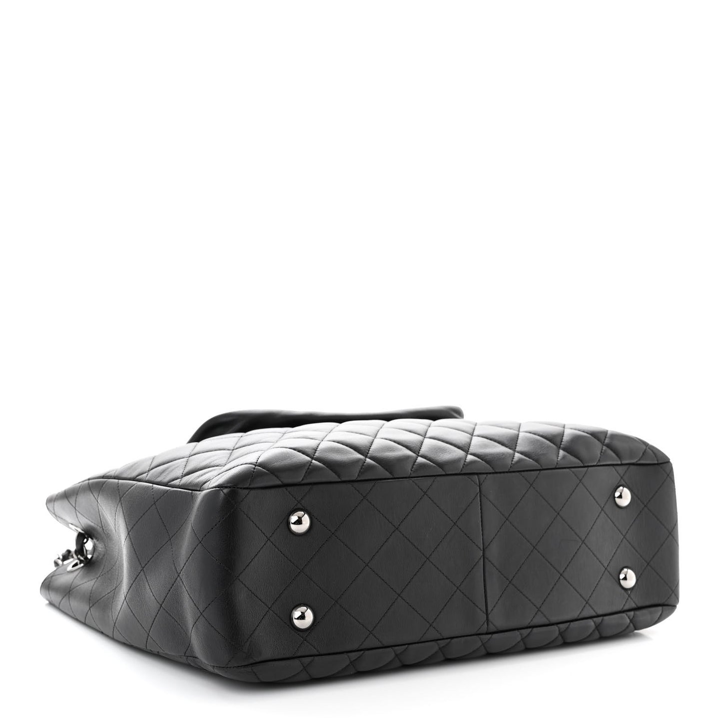 Lambskin Quilted Front Flap Tote Black