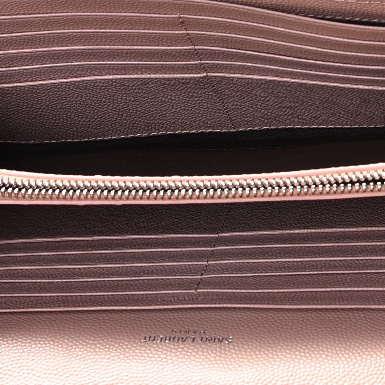 Saint Laurent Grain De Poudre Matelasse Chevron Monogram Chain Wallet Pale Pink 5 of 10