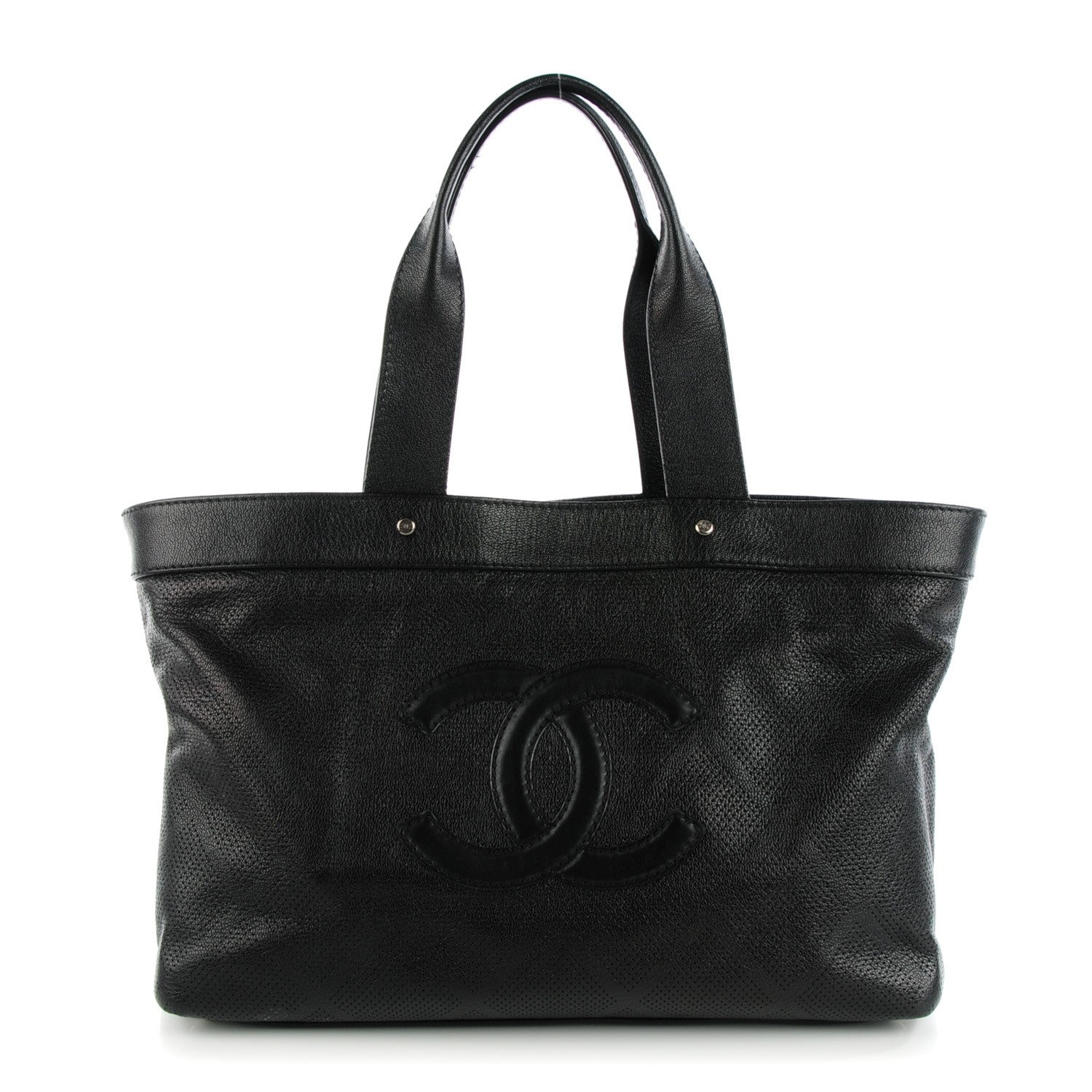 Chanel Lambskin Perforated Large CC Tote Black 1 of 7