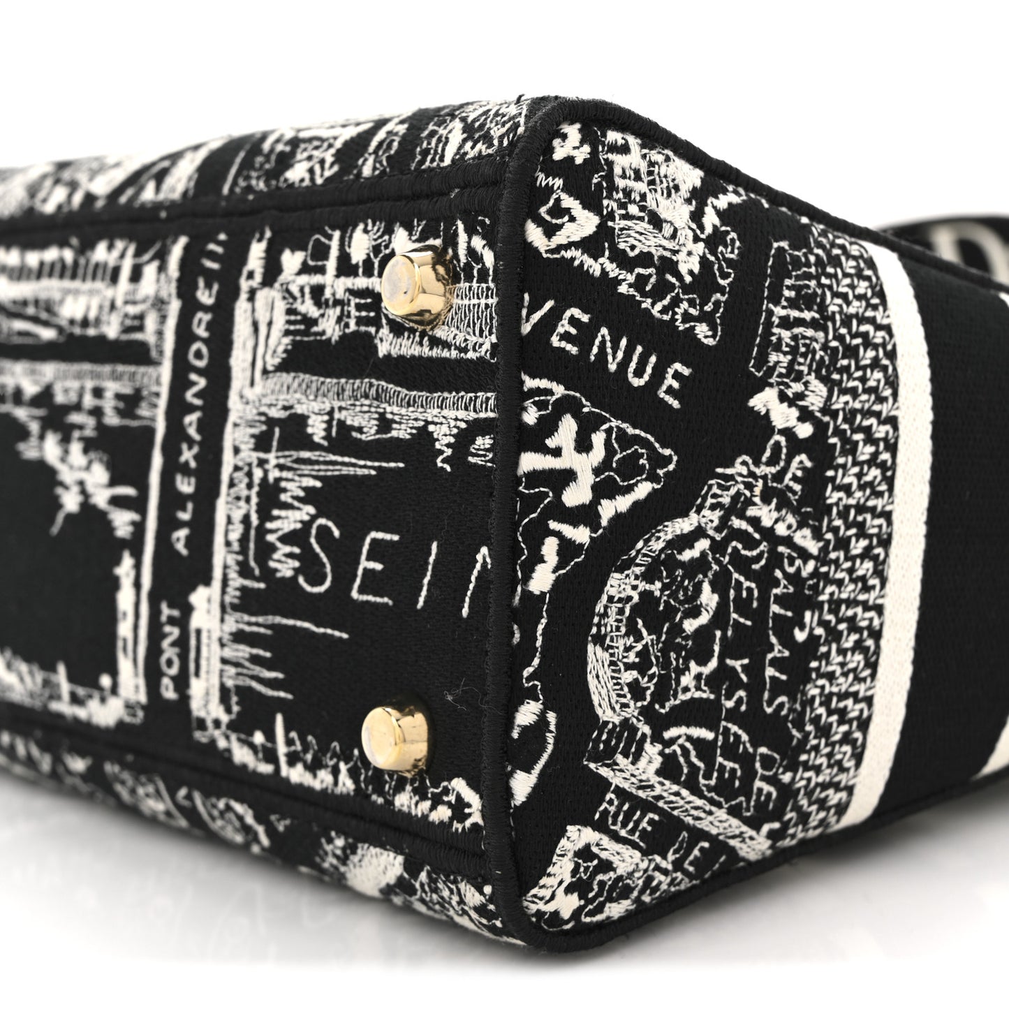 Canvas Embroidered Medium Plan de Paris Lady D-Lite Black White
