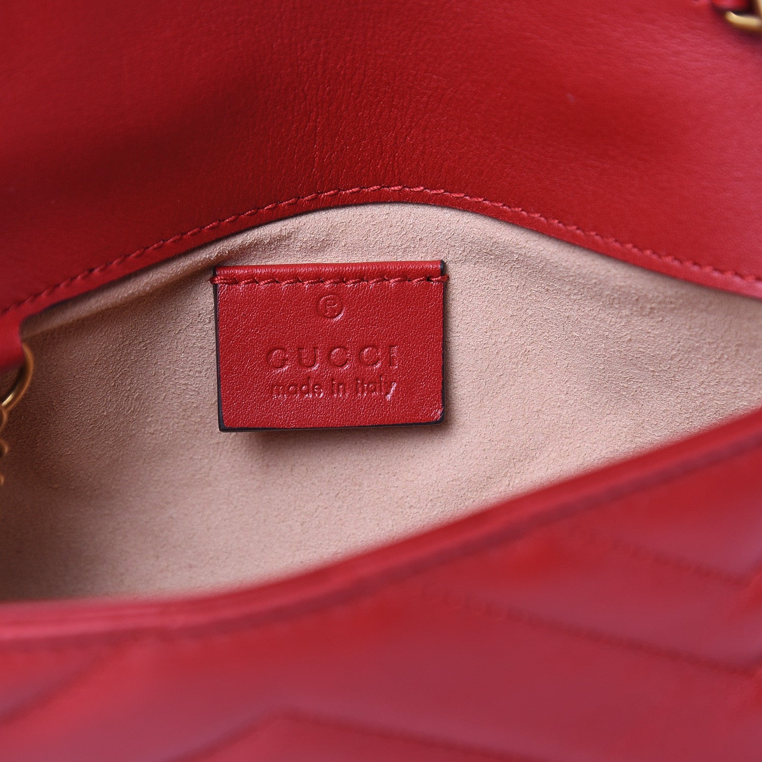 Gucci Calfskin Matelasse Super Mini GG Marmont Shoulder Bag Hibiscus Red 6 of 10