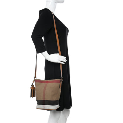 Burberry Canvas Mega Check Mini Ashby Tassel Crossbody Saddle Brown 2 of 14