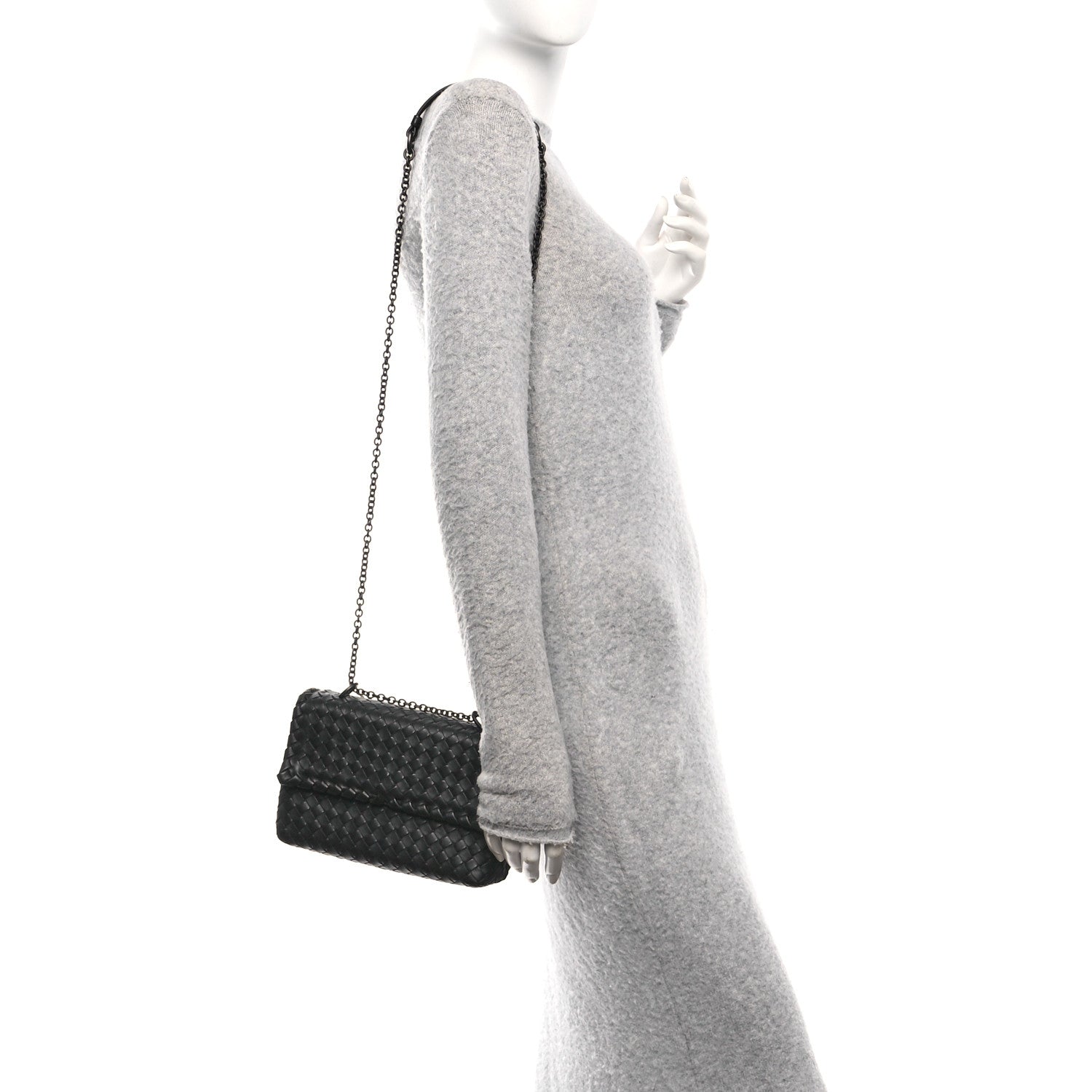 Bottega Veneta Nappa Intrecciato Baby Olimpia Shoulder Bag Black 2 of 12