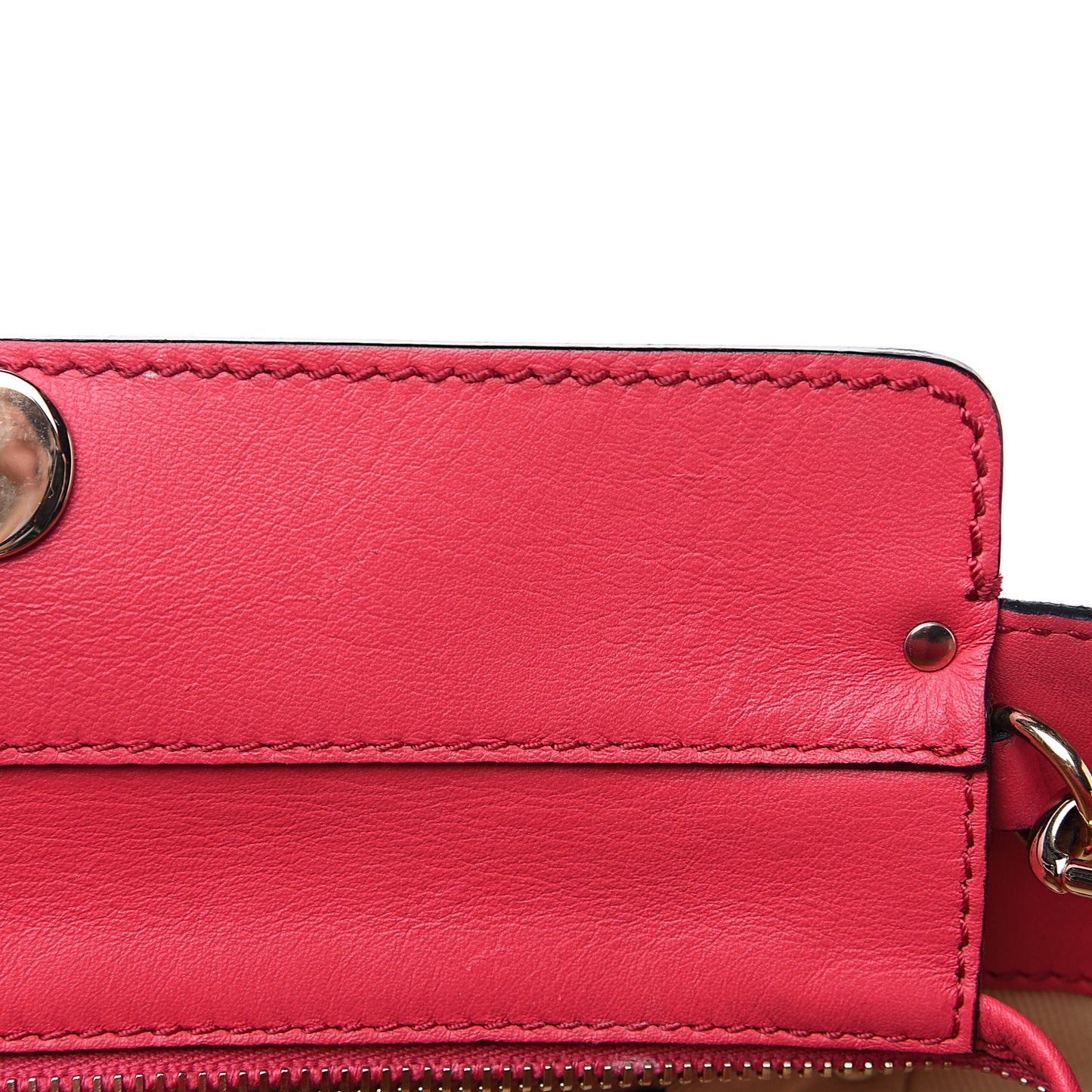 Vitello Small Rockstud Double Handle Tote Deep Fuxia