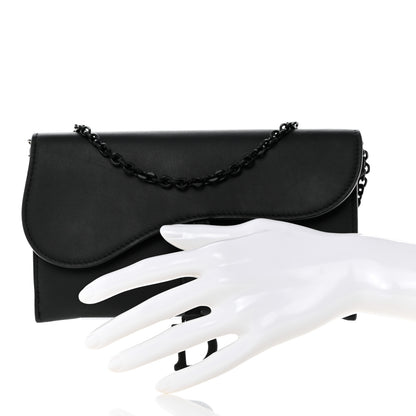 Christian Dior Ultra Matte Calfskin Saddle Chain Wallet Pouch Black 2 of 12