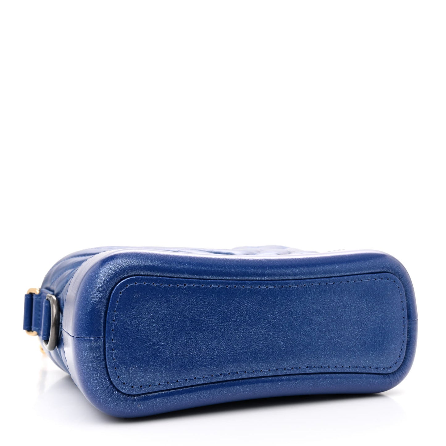 Metallic Calfskin Chevron Quilted Small Gabrielle Hobo Blue