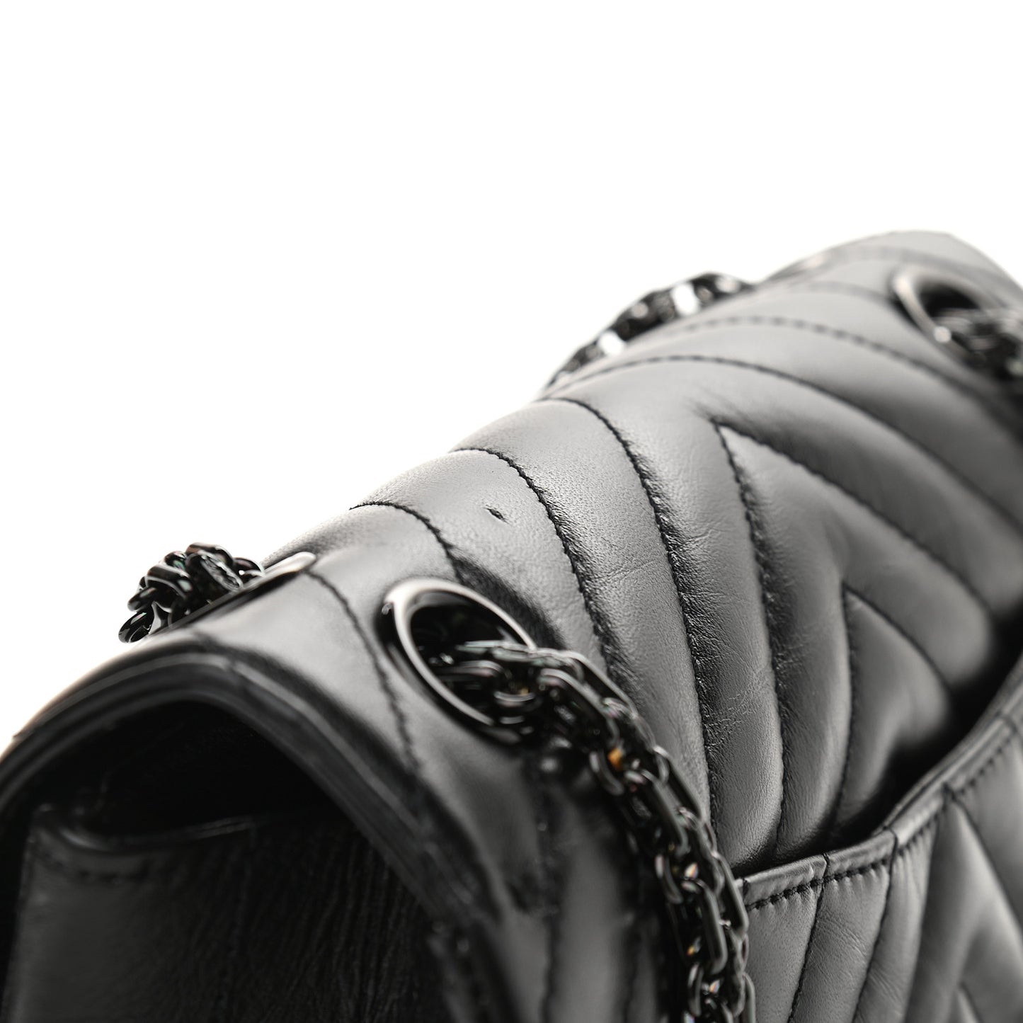 Aged Calfskin Chevron Quilted 2.55 Reissue Mini Flap So Black