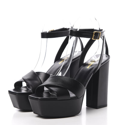 Saint Laurent Calfskin Farrah 80 Platform Sandals 40.5 Black 3 of 8