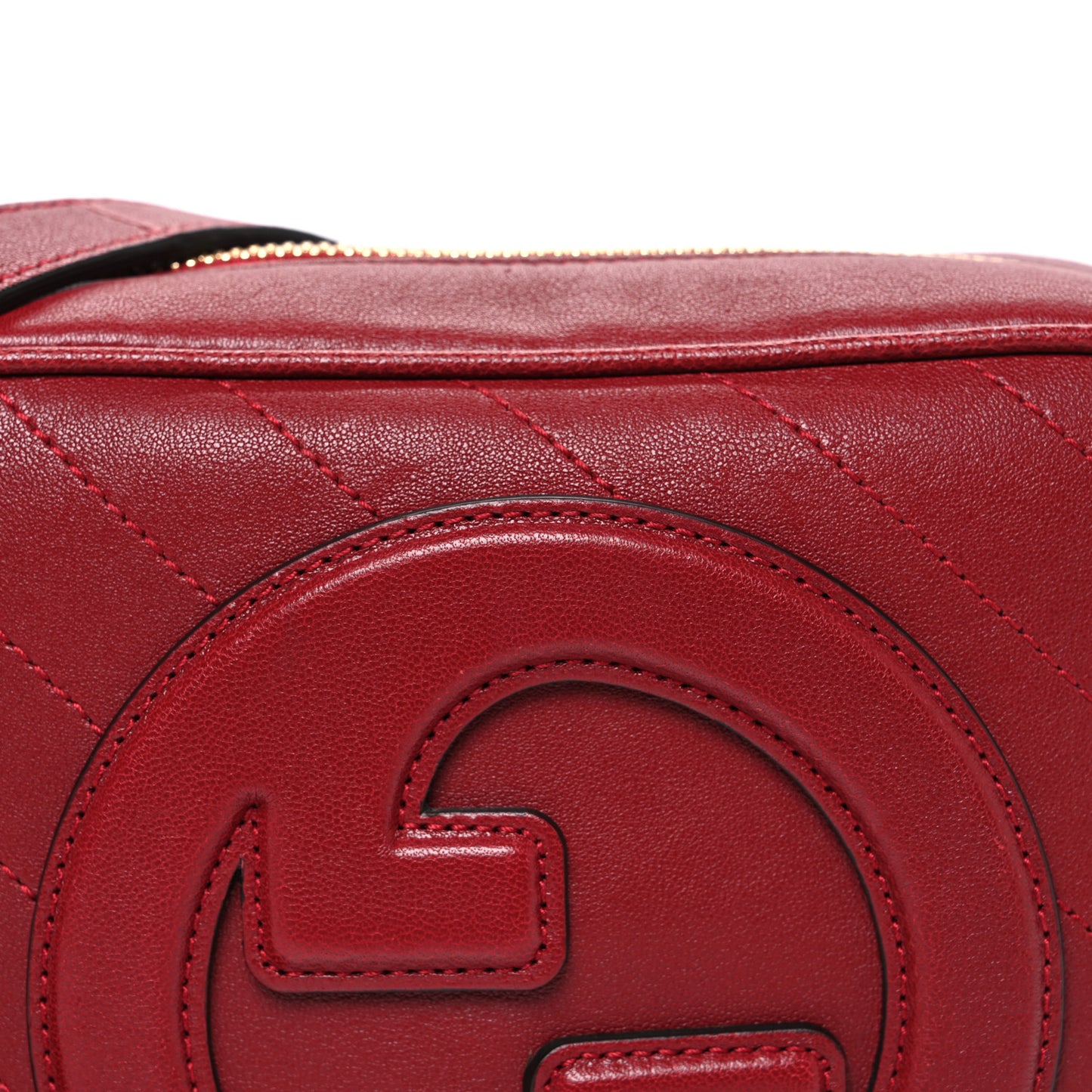 Sakai Be Green Calfskin Diagonal Stitched Small Blondie Shoulder Bag Rosso