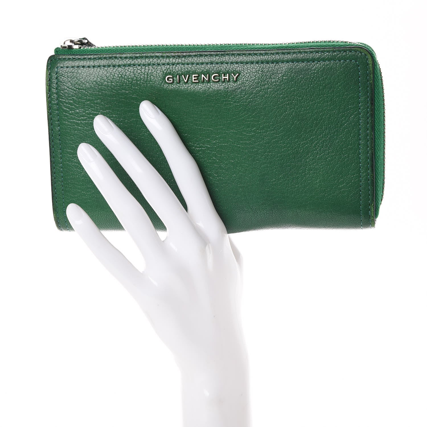 Givenchy Sugar Goatskin Pandora Half Zip Long Wallet Green 2 of 11