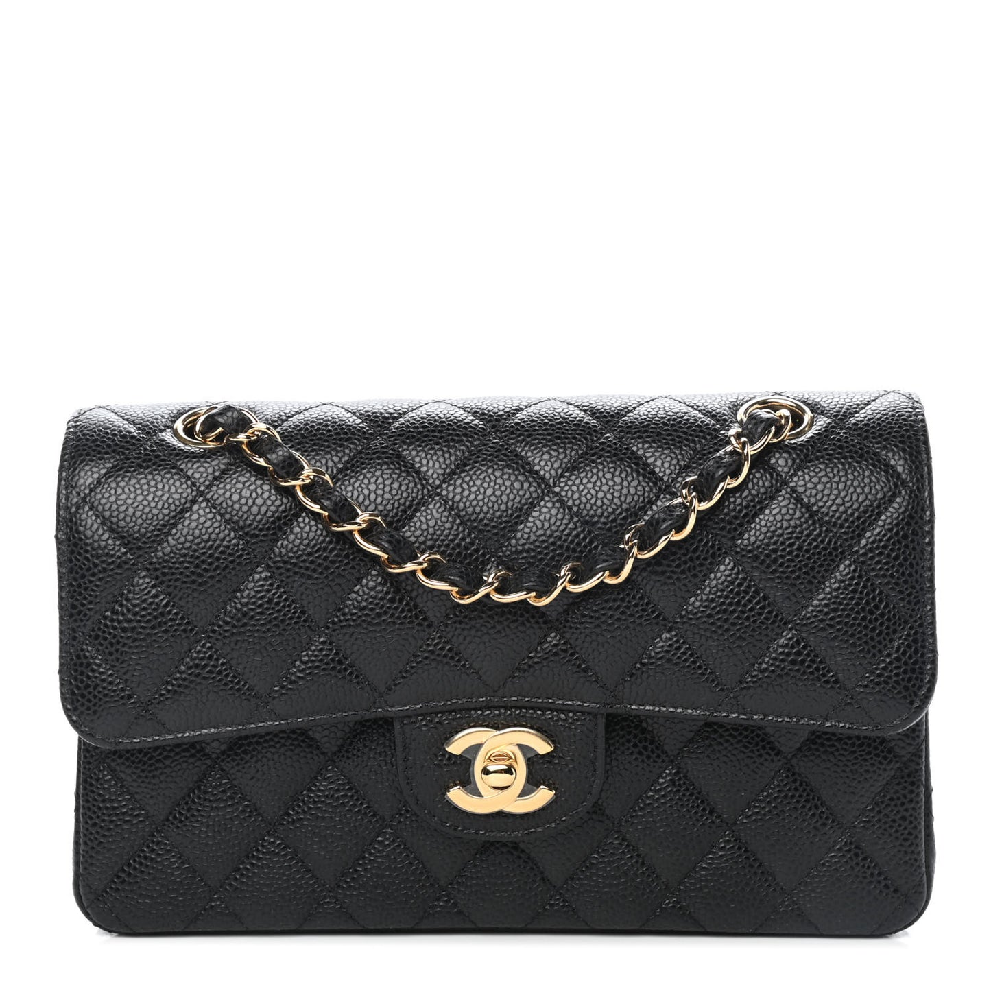Caviar Quilted Small Double Flap Black
