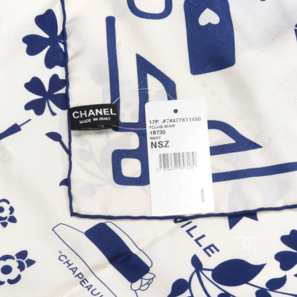 Chanel Silk Square Scarf Navy White 3 of 3