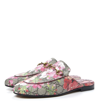 Gucci GG Supreme Monogram Blooms Womens Princetown Slippers 37 Beige Multicolor Dry Rose 3 of 8