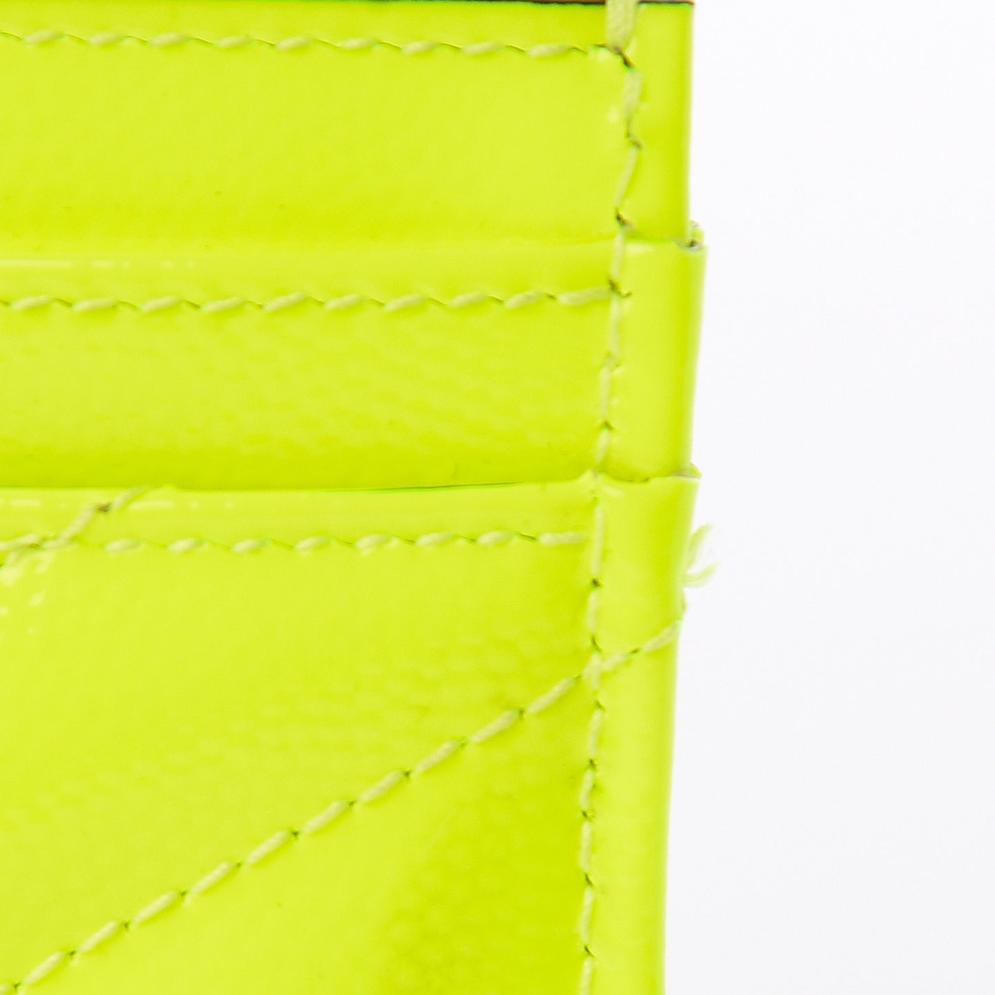 Patent Grain De Poudre Matelasse Chevron Monogram Credit Card Case Neon Yellow
