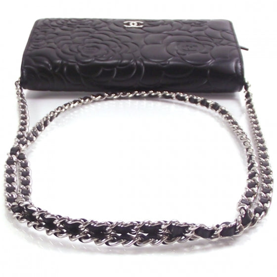 Lambskin Camelia Wallet on Chain