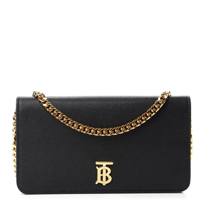 Burberry Grainy Calfskin Rowe TB Phone Wallet On Chain Black 1 of 11