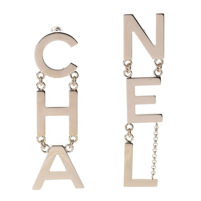 Chanel Metal Cha-Nel Logo Drop Earrings Gold 1 of 5