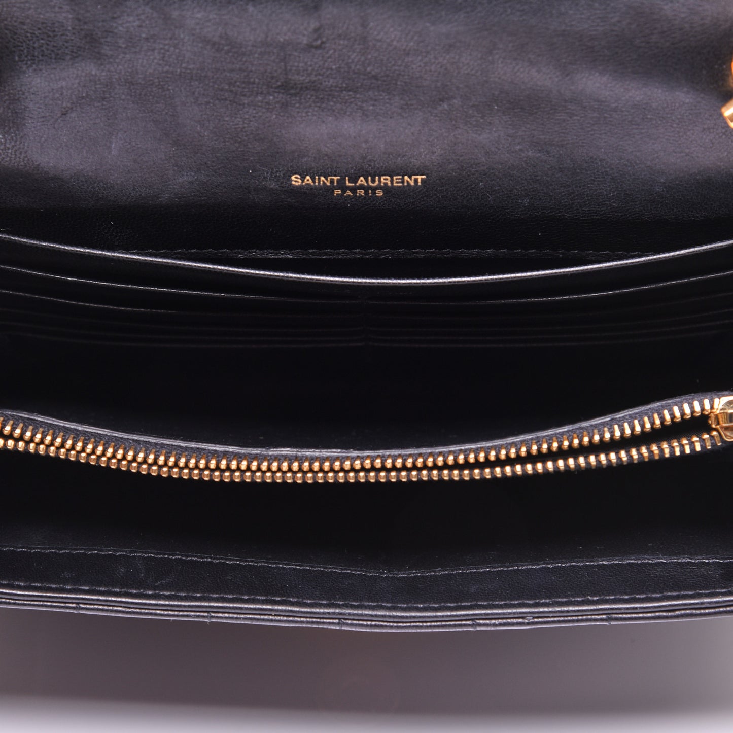 Lambskin Matelasse Monogram Vicky Chain Wallet Black