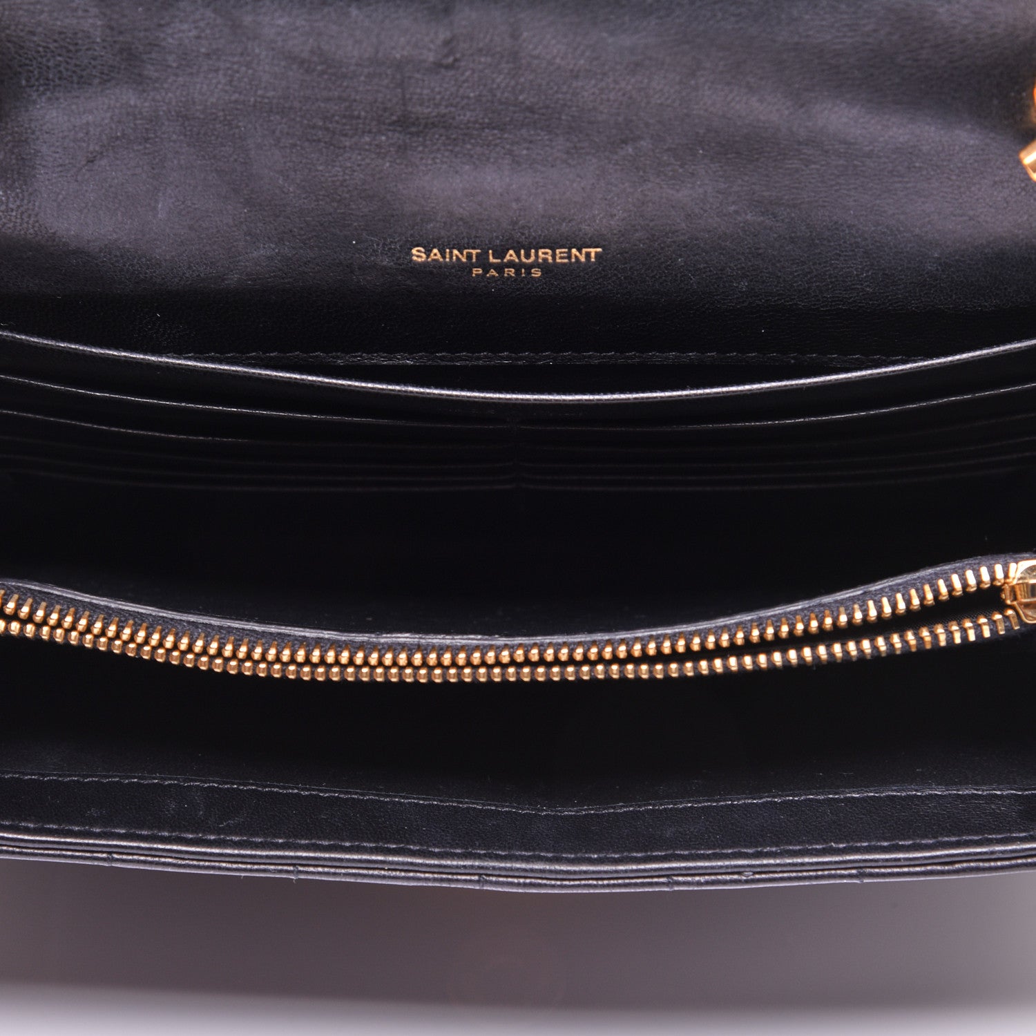 Saint Laurent Lambskin Matelasse Monogram Vicky Chain Wallet Black 5 of 13