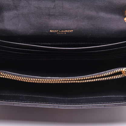 Saint Laurent Lambskin Matelasse Monogram Vicky Chain Wallet Black 5 of 13
