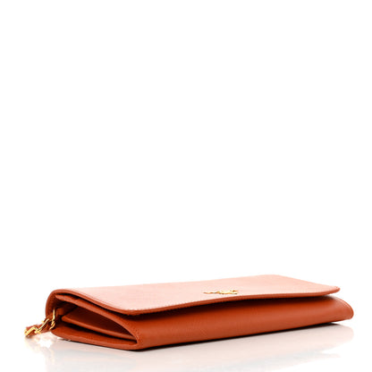 Prada Saffiano Metal Oro Chain Wallet Papaya 4 of 8
