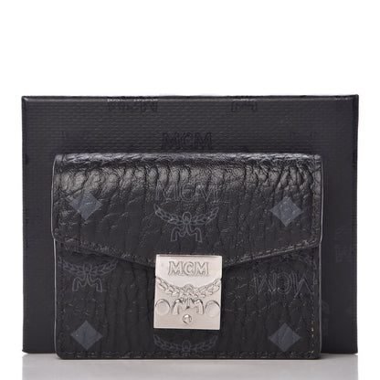 MCM Visetos Mini Accordion Card Wallet Black 7 of 7