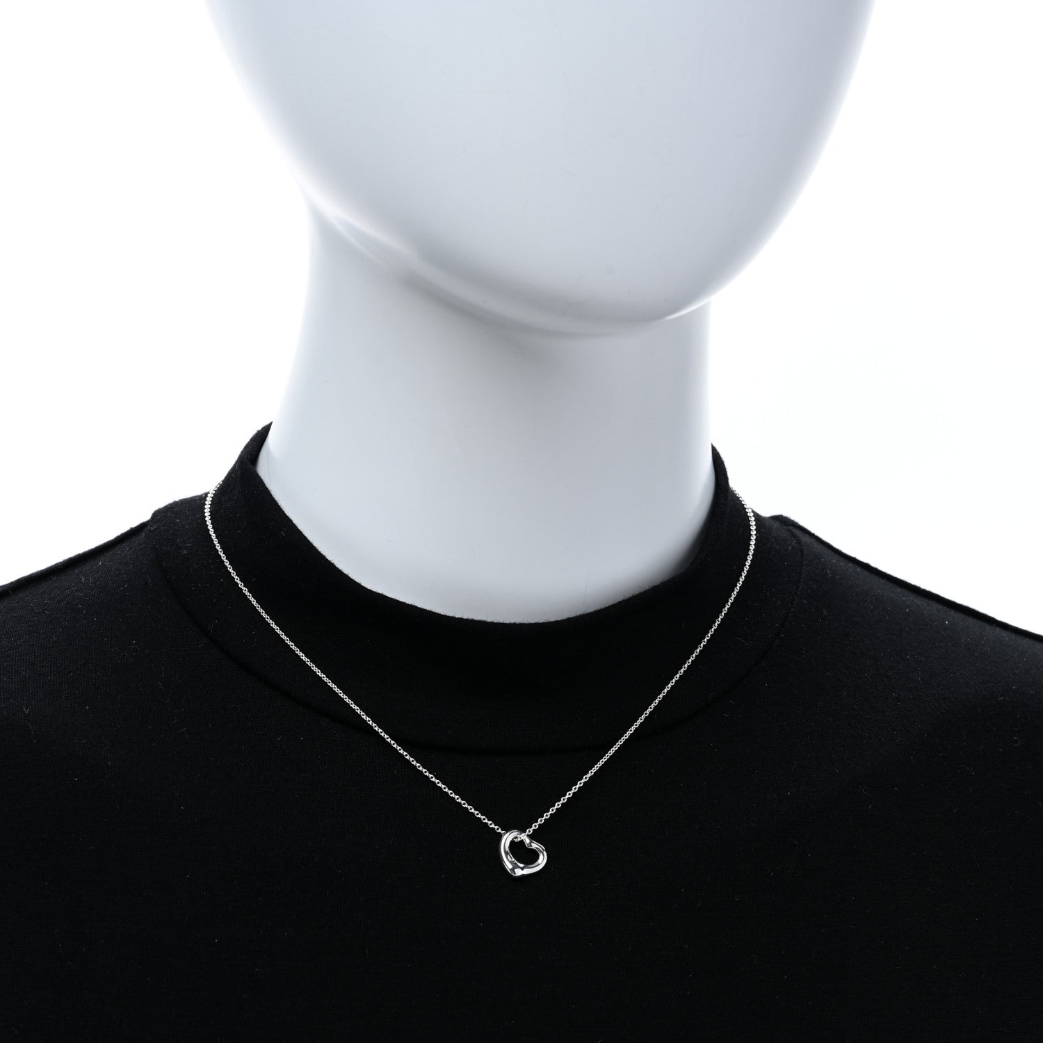 Tiffany Sterling Silver 11mm Elsa Peretti Open Heart Pendant Necklace 2 of 5