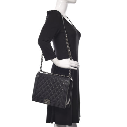 Chanel Calfskin Embossed Stitch Large Boy Flap Black 2 of 11