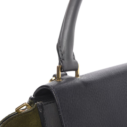Celine Calfskin Suede Medium Tri-Color Trapeze Navy 19 of 20