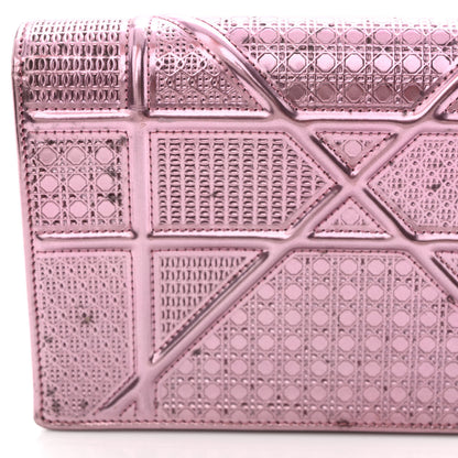Christian Dior Metallic Patent Micro-Cannage Diorama Wallet on Chain Pouch Pink 19 of 20