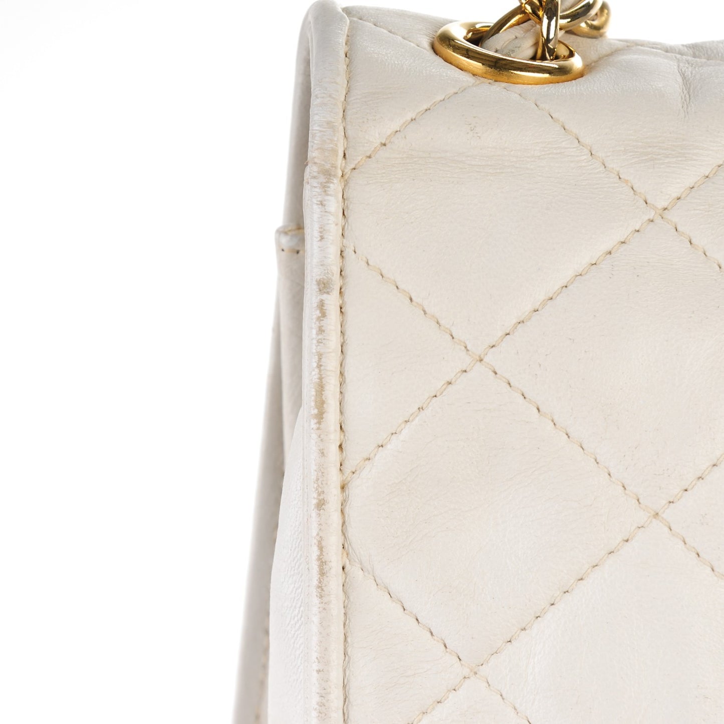 Lambskin Quilted Small Tassel Single Flap White