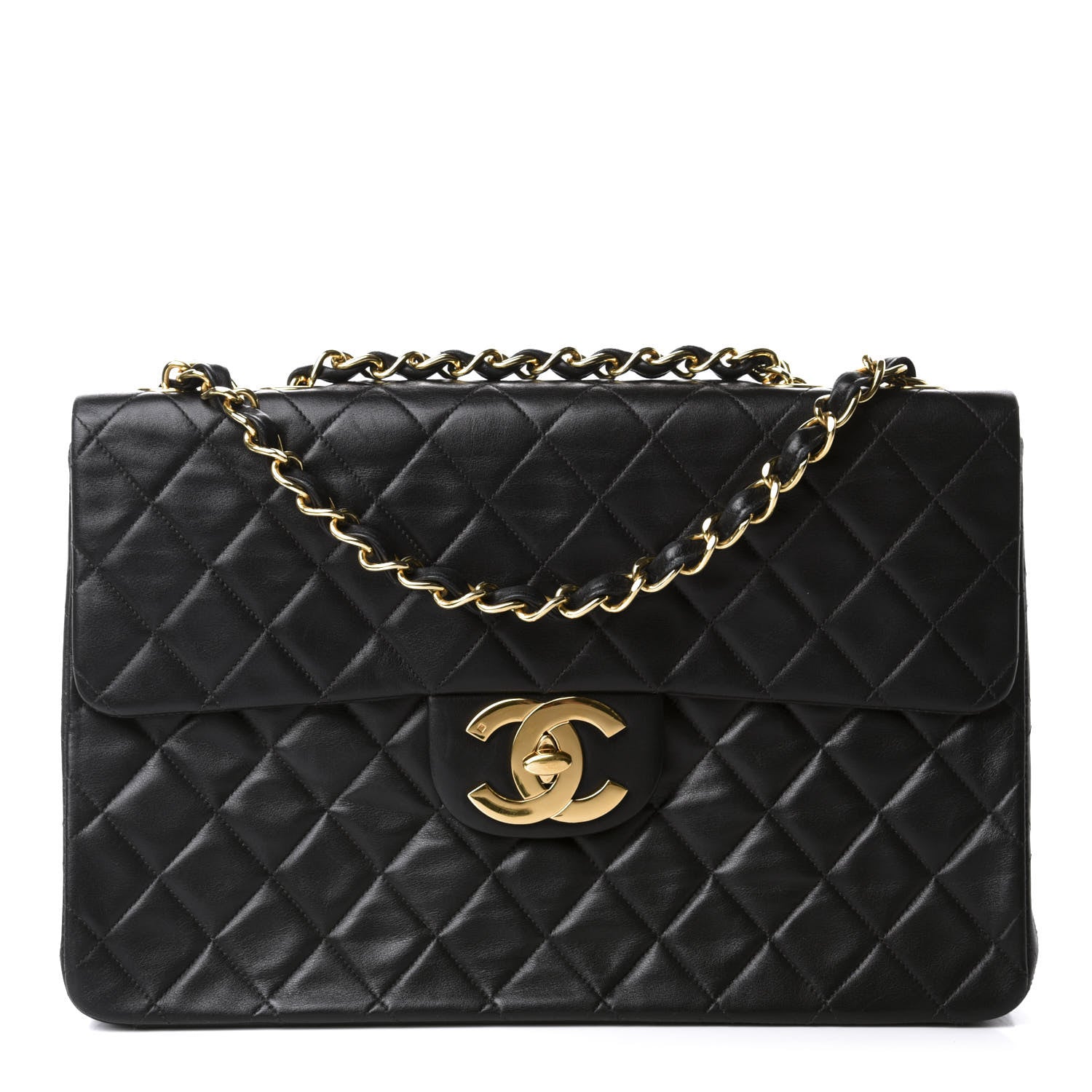 Chanel Lambskin Quilted XL Jumbo Single Flap Black 1 of 11