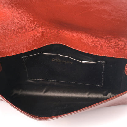 Saint Laurent Textured Patent Calfskin Large Belle De Jour Clutch Red 4 of 4