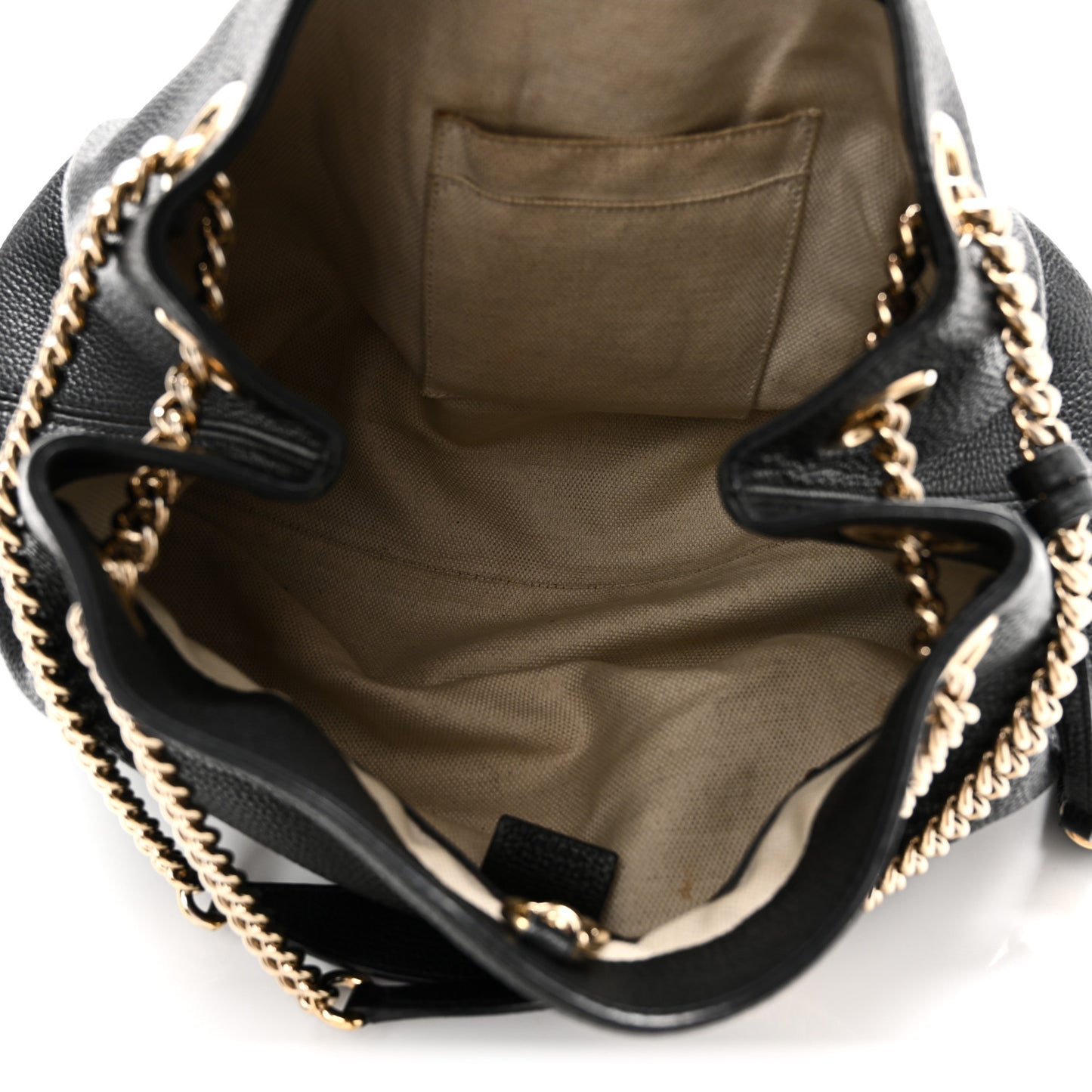 Pebbled Calfskin Medium Soho Chain Shoulder Bag Black