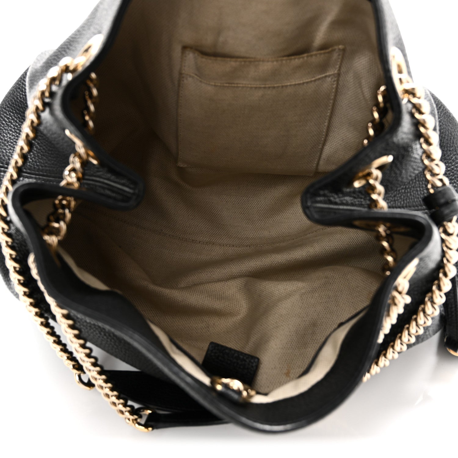 Gucci Pebbled Calfskin Medium Soho Chain Shoulder Bag Black 5 of 10