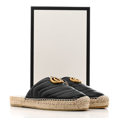 Gucci Nappa Matelasse GG Marmont Espadrille Slippers 38 Black 9 of 9