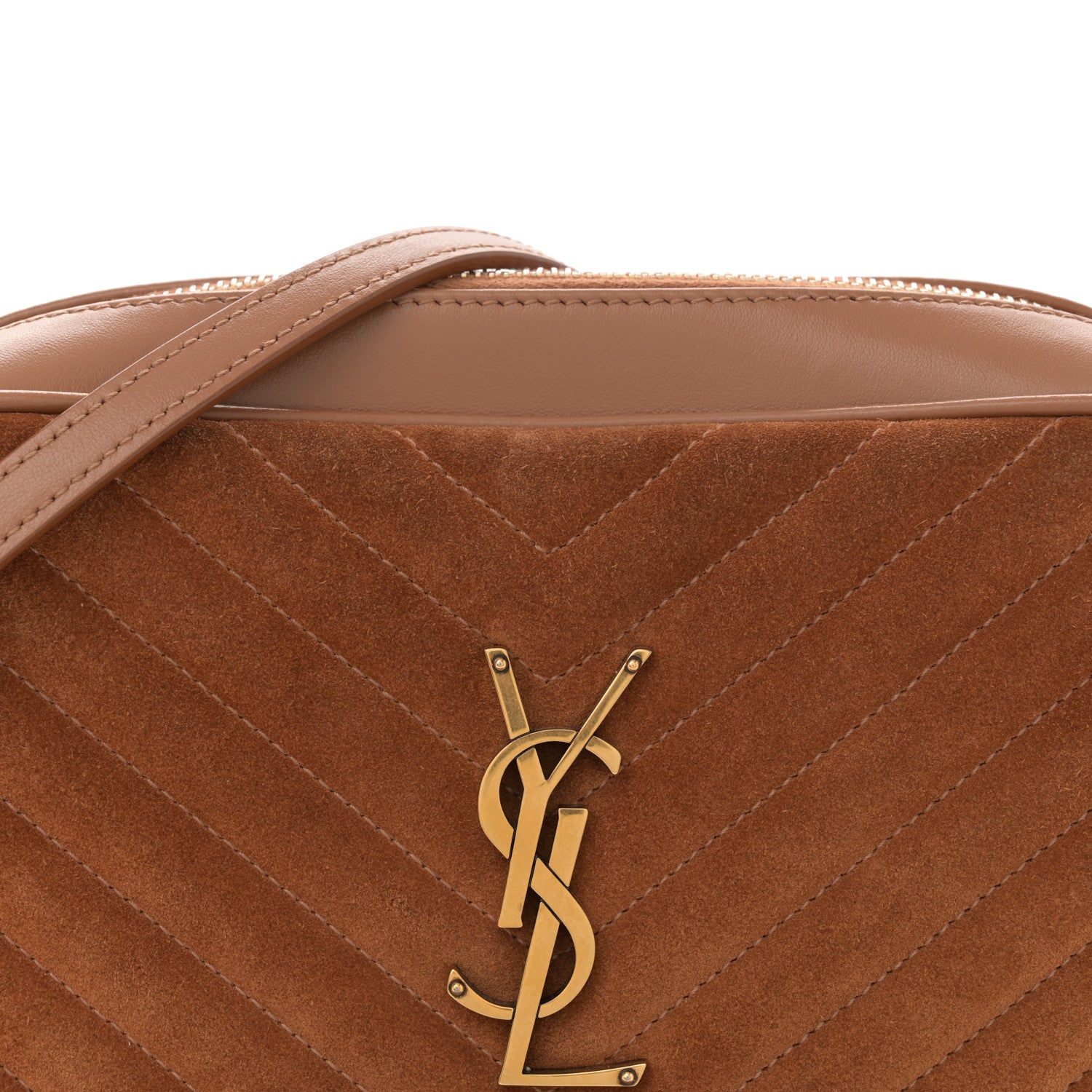 Saint Laurent Suede Matelasse Monogram Lou Camera Bag Cinnamon 8 of 12