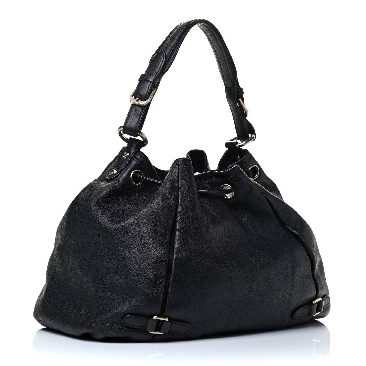 Calfskin Ottomar Drawstring Shoulder Bag Black