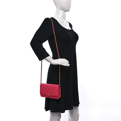 Chanel Lambskin Plexiglass Quilted Coco Love Wallet On Chain WOC Pink 2 of 10