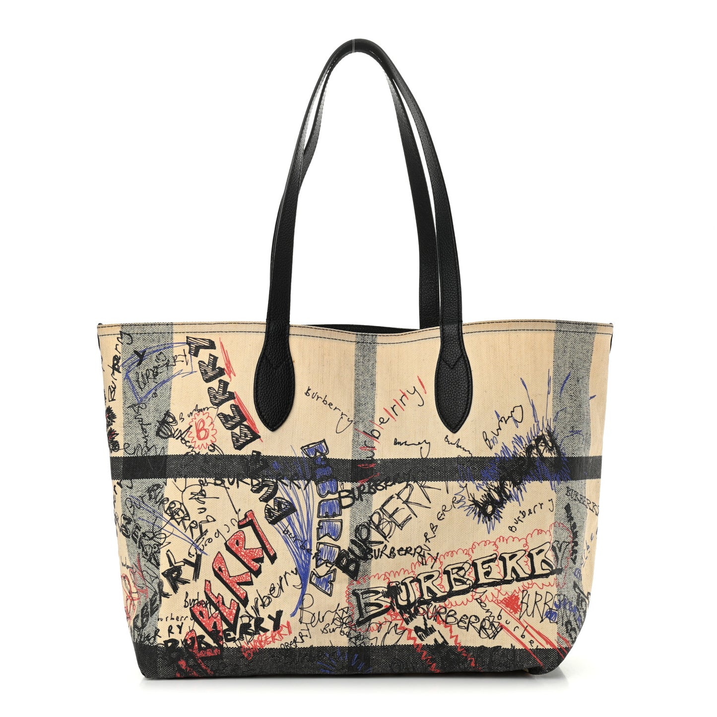 Coated Canvas Mega Check Sketchbook Reversible Tote White Black