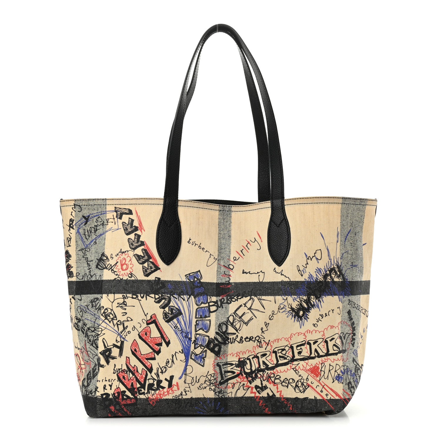 Burberry Coated Canvas Mega Check Sketchbook Reversible Tote White Black 1 of 9