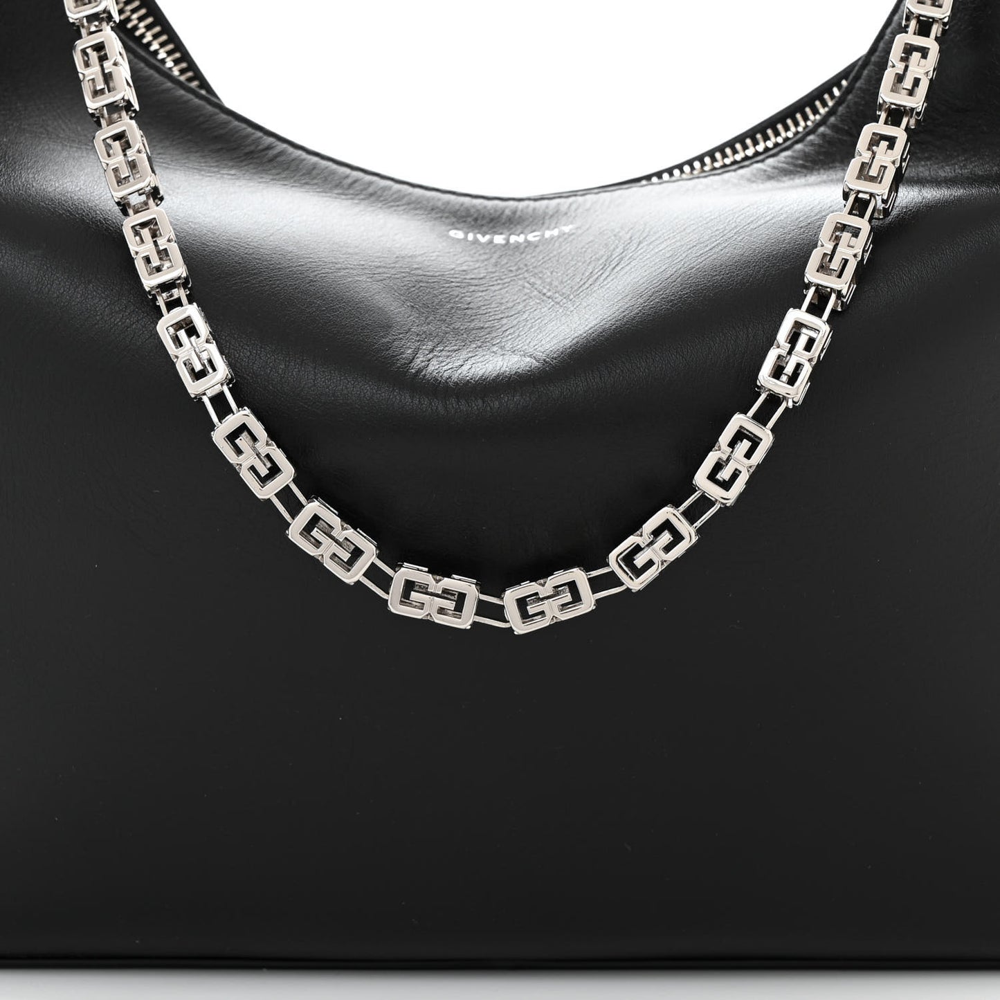 Smooth Calfskin Medium Moon Cut Out Shoulder Bag Black