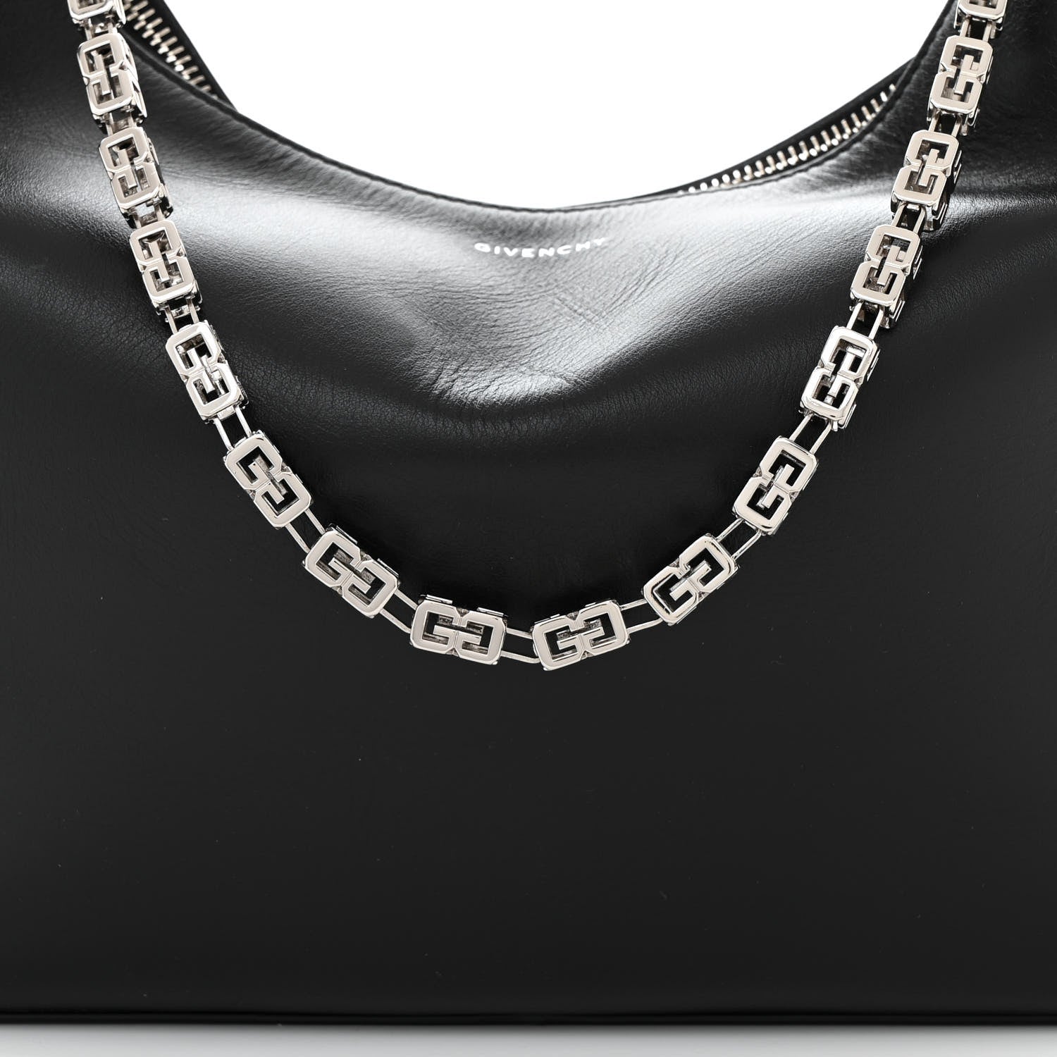 Givenchy Smooth Calfskin Medium Moon Cut Out Shoulder Bag Black 7 of 9