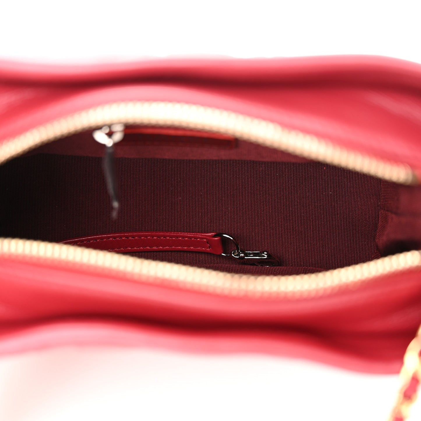 Aged Calfskin Chevron Quilted Small Gabrielle Hobo Red