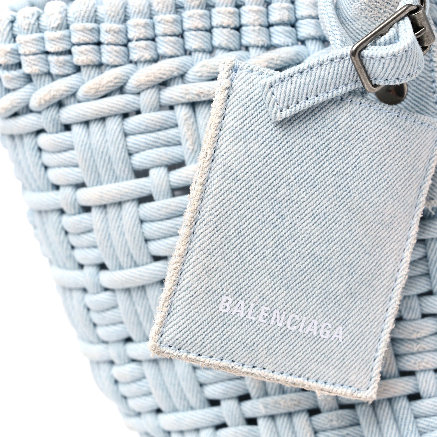 Balenciaga Washed Frayed Denim Braided XS Bistro Basket Blue 12 of 13