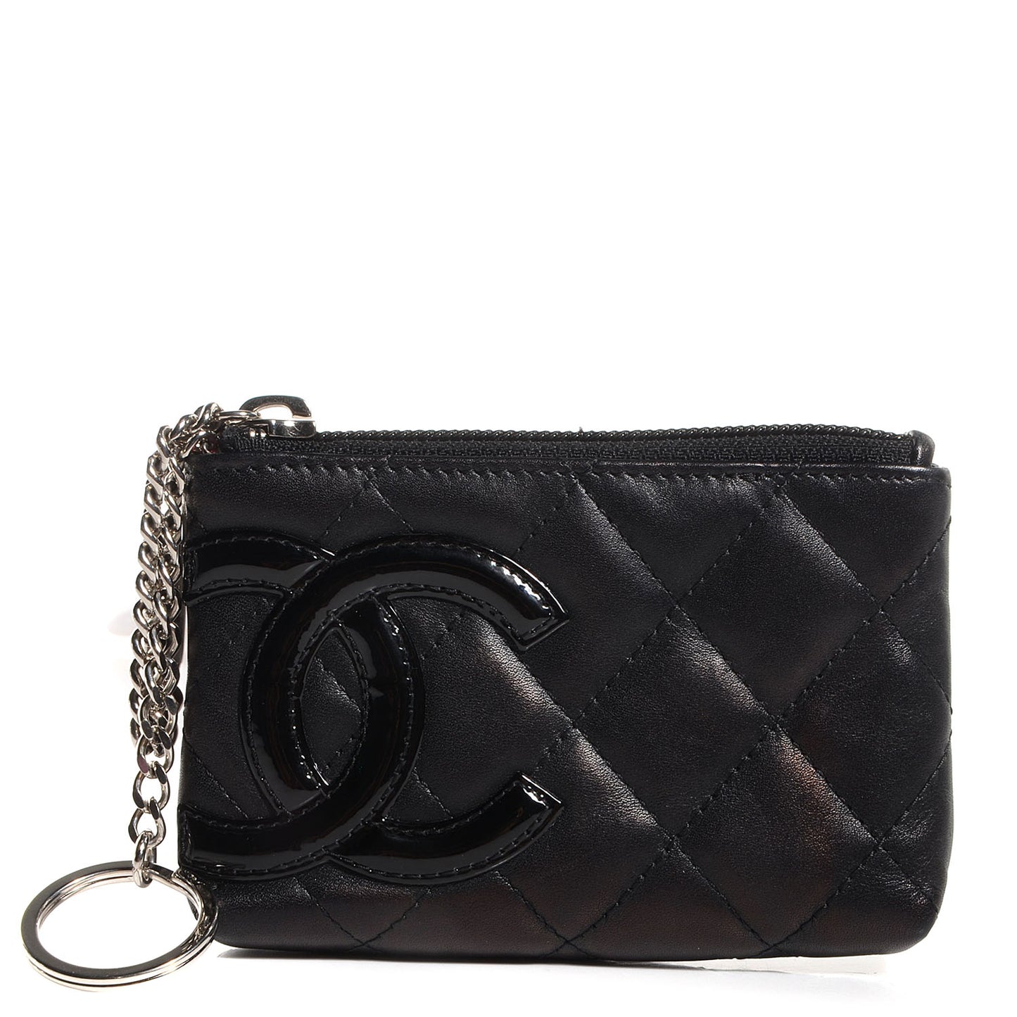 Calfskin Quilted Cambon Key Pouch Black
