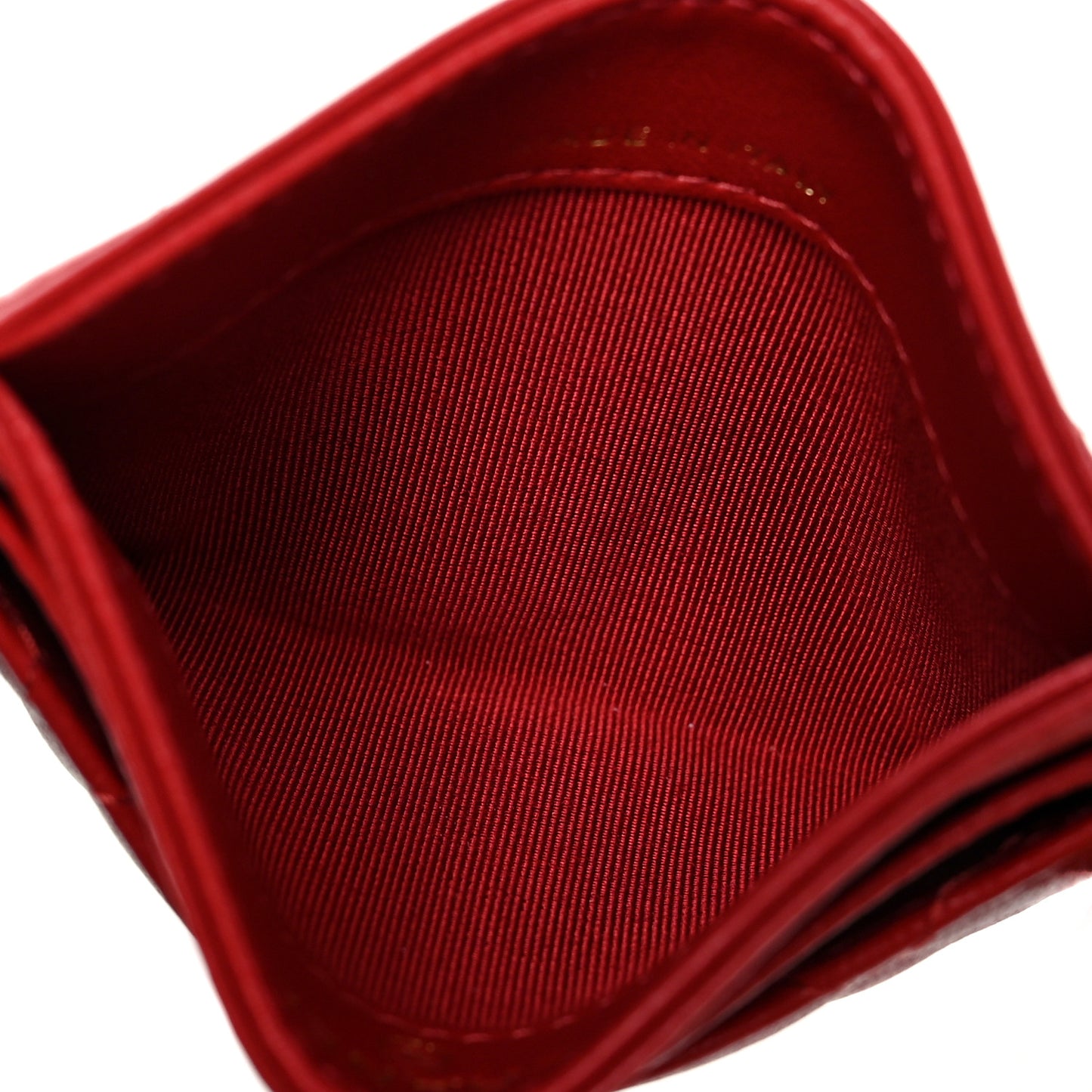 Lambskin Quilted Card Holder Red
